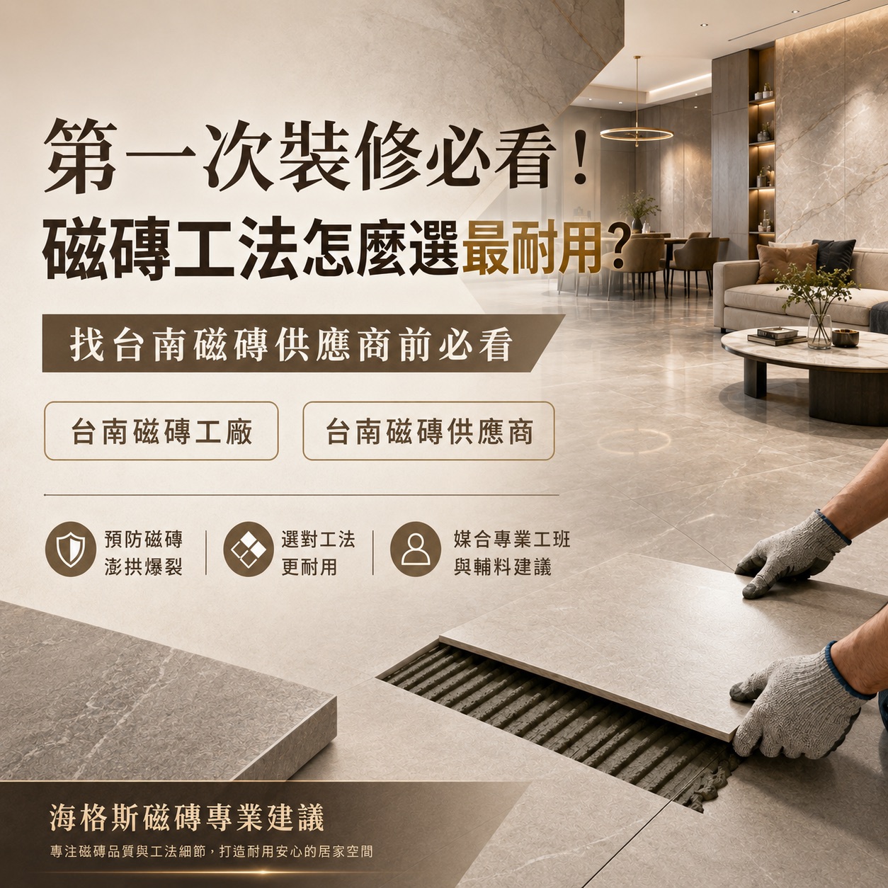 第一次裝修必看!磁磚工法怎麼選最耐用?找台南磁磚供應商前必看