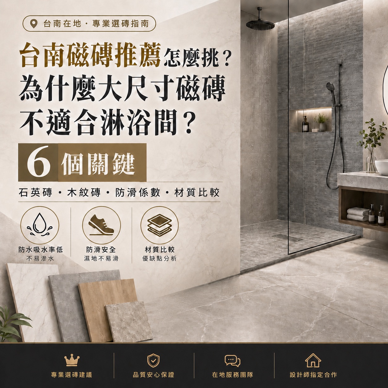 台南磁磚推薦怎麼挑?為什麼大尺寸磁磚不適合淋浴間? 6 個關鍵